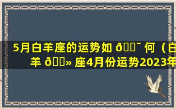 5月白羊座的运势如 🐯 何（白羊 🌻 座4月份运势2023年）